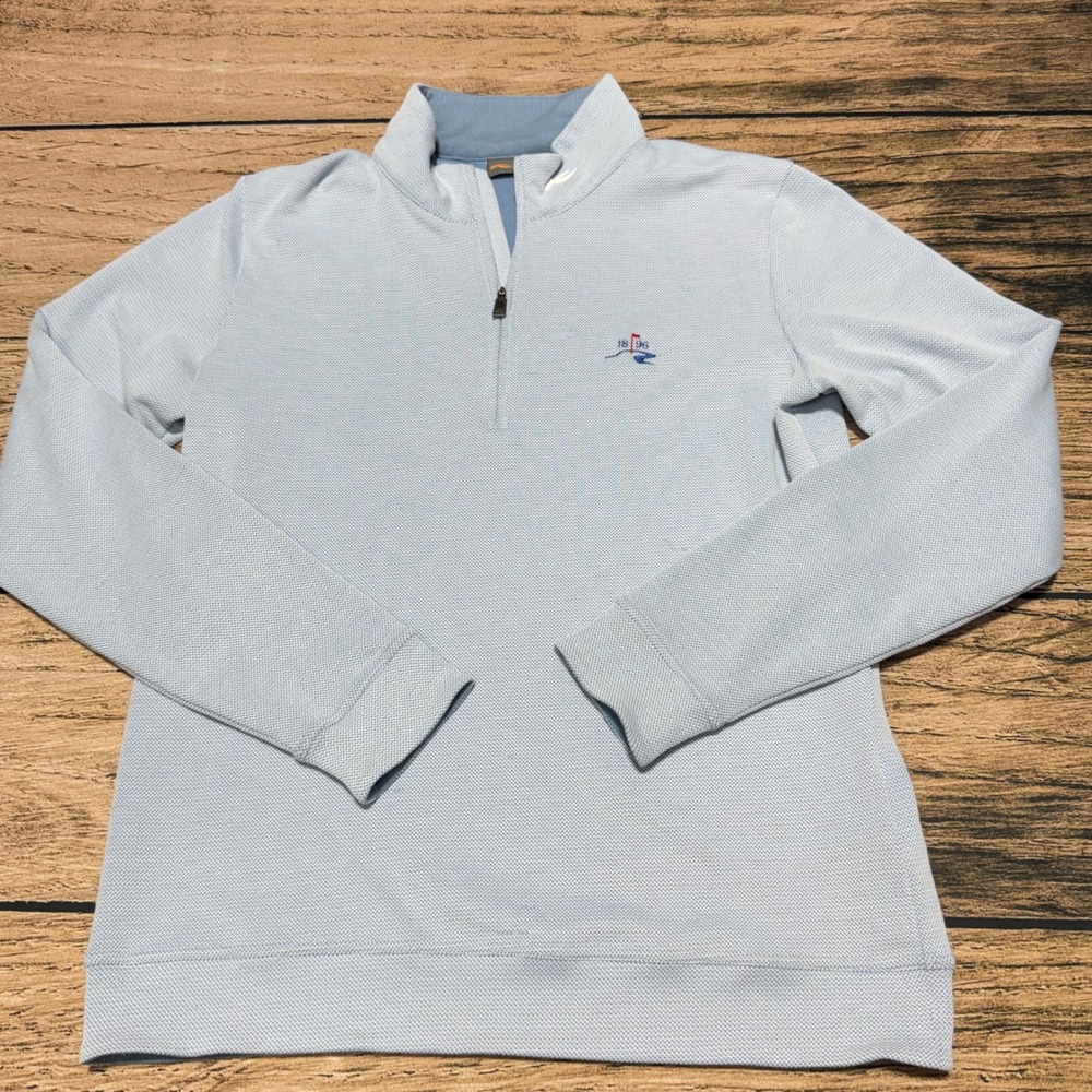KJUS Essentials 1/2 Zip Pullover Mens 50/M Blue Wee Burn Country Club Golf CT
